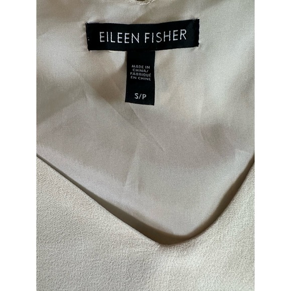 Eileen Fisher Two-Tone Silk Shift Dress in Bone Black Sz. Small - Picture 6 of 12